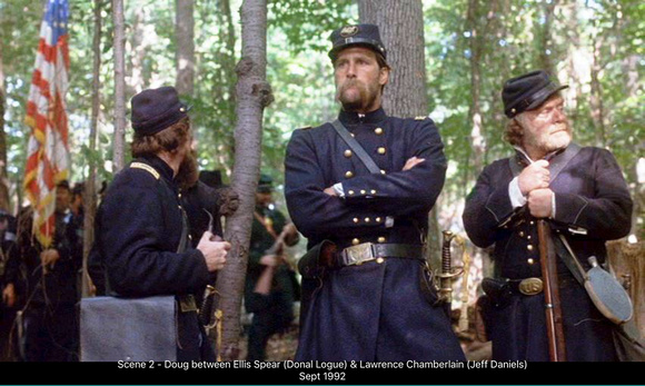 Gettysburg Movie Scene #2, Doug Orr behind actor Jeff Daniels with actor Kevin Conway on far right